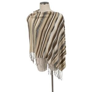 J Jill | Black Cotton Silk Blend Cocoon Nursing Shawl Nursing Cover Poncho Tan